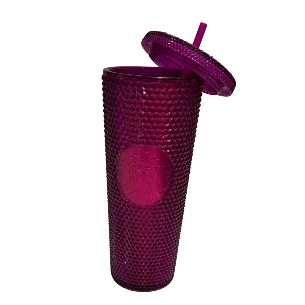 Starbucks Tumbler Unisex 24oz Fuchsia Pink Excellent Studded Venti Cold Cup 2022